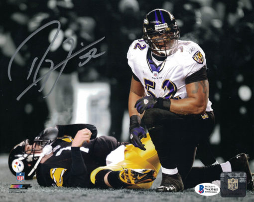 Ray Lewis Autographed/Signed Baltimore Ravens 8x10 Photo BAS 26806 PF