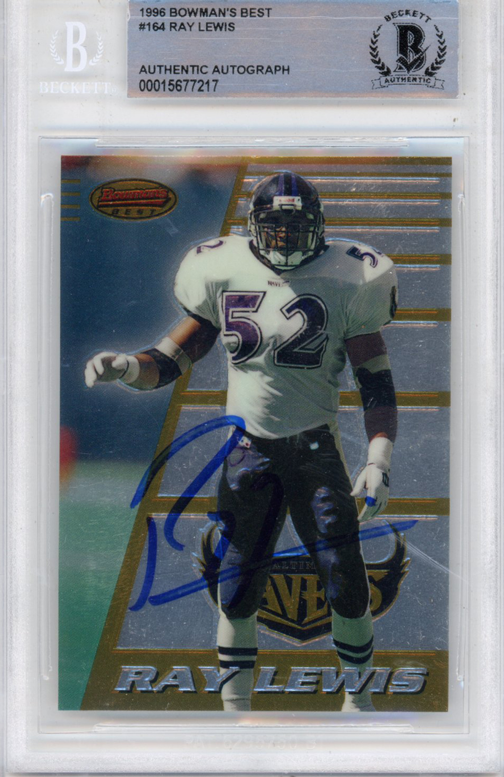 Ray Lewis Autographed 1996 Bowmans Best #164  Slabbed BAS