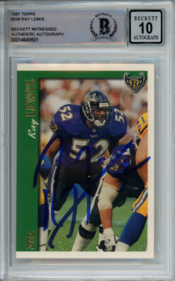 Ray Lewis Autographed 1997 Topps #239 Trading Card Beckett Slab