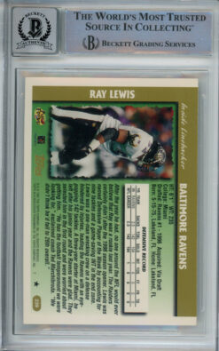 Ray Lewis Autographed 1997 Topps #239 Trading Card Beckett Slab