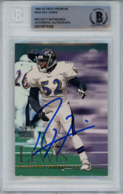 Ray Lewis Signed 1999 Skybox Premium #203 Trading Card Beckett Slab
