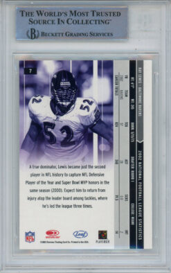 Ray Lewis Signed 2003 Leaf Rookies & Stars #7 Trading Card Beckett Slab