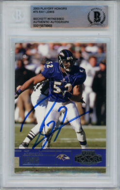 Ray Lewis Signed 2003 Playoff Honors #75 Trading Card Beckett Slab
