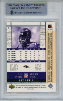 Ray Lewis Signed 2004 Upper Deck Legends #6 Trading Card Beckett Slab
