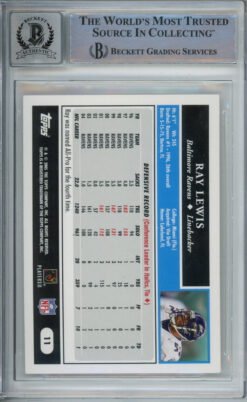 Ray Lewis Autographed 2005 Topps #11 Trading Card Beckett Slab