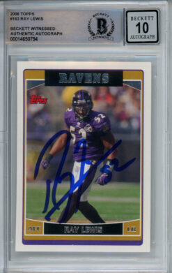 Ray Lewis Autographed 2006 Topps #163 Trading Card Beckett Slab
