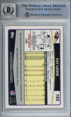 Ray Lewis Autographed 2006 Topps #163 Trading Card Beckett Slab