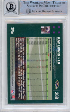 Ray Lewis Autographed/Signed 2007 Topps #268 Trading Card Beckett Slab
