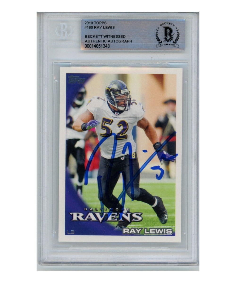 Ray Lewis Autographed/Signed 2010 Topps #160 Trading Card Beckett 