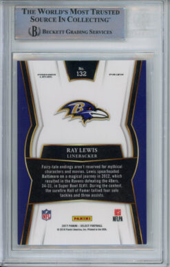 Ray Lewis Autographed 2017 Panini Select #132 Trading Card Beckett Slab