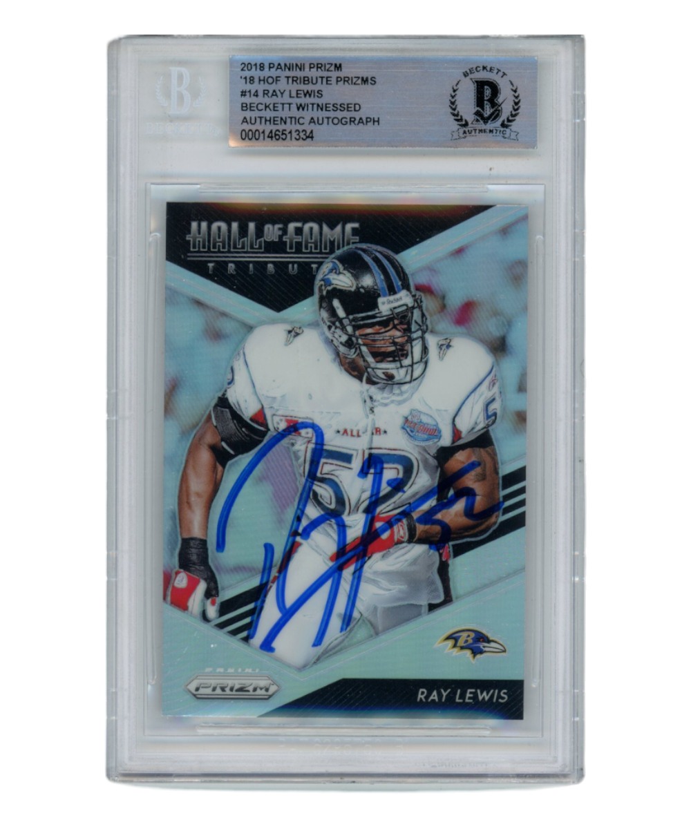 Ray Lewis Autographed/Signed 2018 HOF Tribute Trading Card Beckett 
