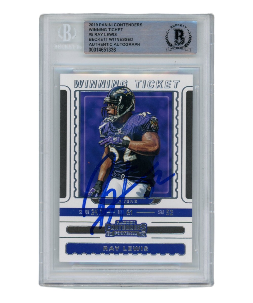 Ray Lewis Autographed/Signed 2019 Panini Contenders #WT-5 Beckett 