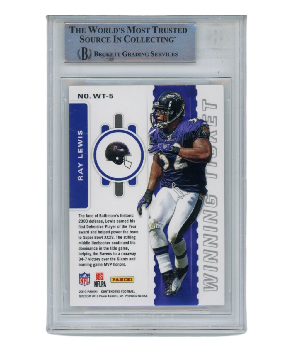 Ray Lewis Autographed/Signed 2019 Panini Contenders #WT-5 Beckett
