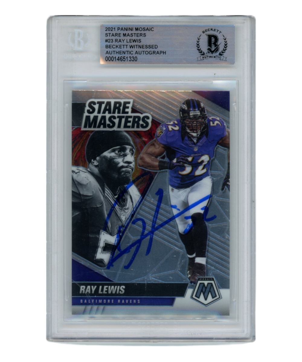 Ray Lewis Signed 2021 Mosaic Stare Masters #SM23 Card Beckett