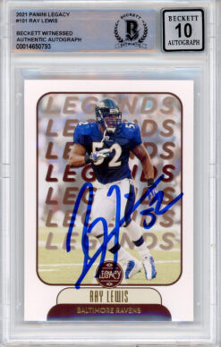 Ray Lewis Autographed 2021 Panini Legacy #101 Trading Card Beckett Slab