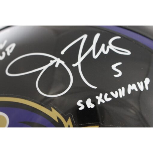 Ray Lewis Joe Flacco Signed Baltimore Ravens Pro VSR4 Helmet MVP JSA 49686