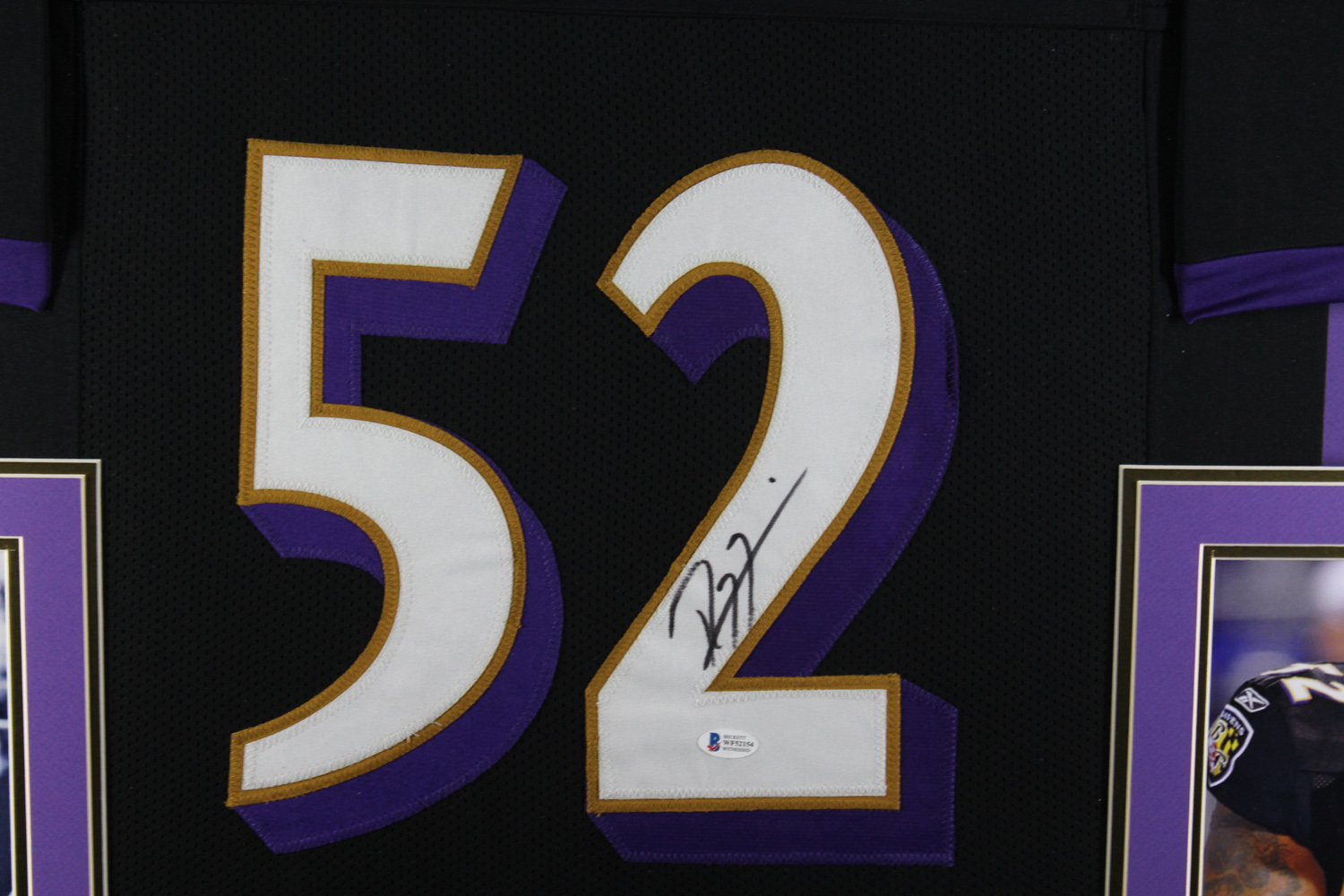 Ray Lewis Autographed/Signed Pro Style Framed Black XL Jersey Beckett