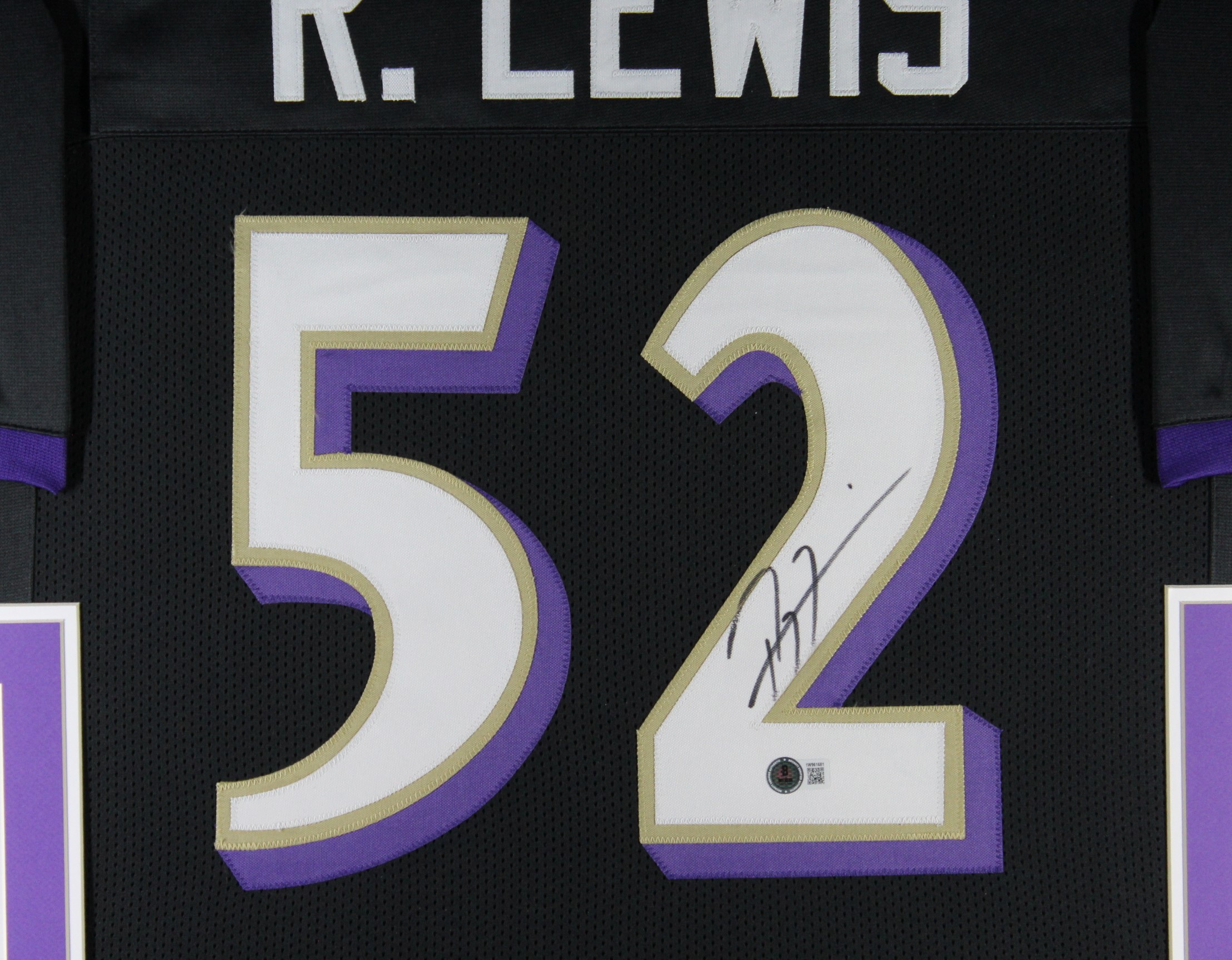 Ray Lewis Autographed/Signed Pro Style Black XL Framed Jersey Beckett 51226