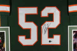 Ray Lewis Autographed/Signed College Style Green XL Framed Jersey Beckett 51227