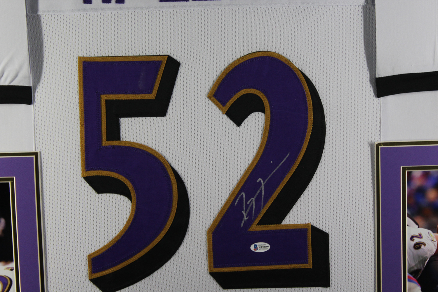 Ray Lewis Autographed/Signed Pro Style Framed White XL Jersey Beckett