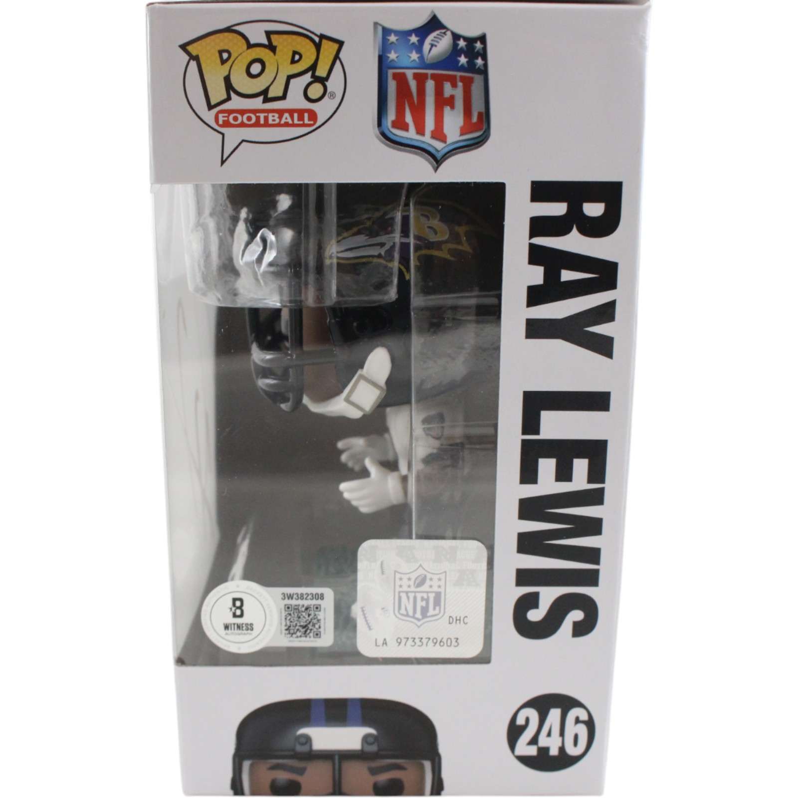 Ray Lewis Autographed Baltimore Ravens Funko Pop! #246 Beckett Witness 51781 3 Ray Lewis Autographed Baltimore Ravens Funko Pop! #246 Beckett Witness 51781