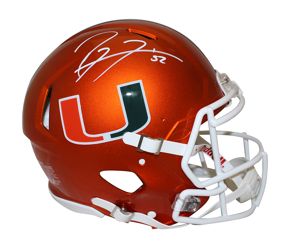 Ray Lewis Signed Miami Hurricanes Authentic Flash Speed Helmet Beckett
