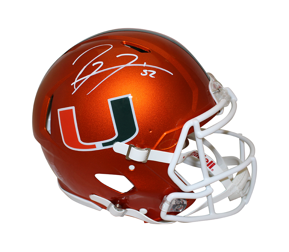 Ray Lewis Signed Miami Hurricanes Authentic Flash Speed Helmet Beckett