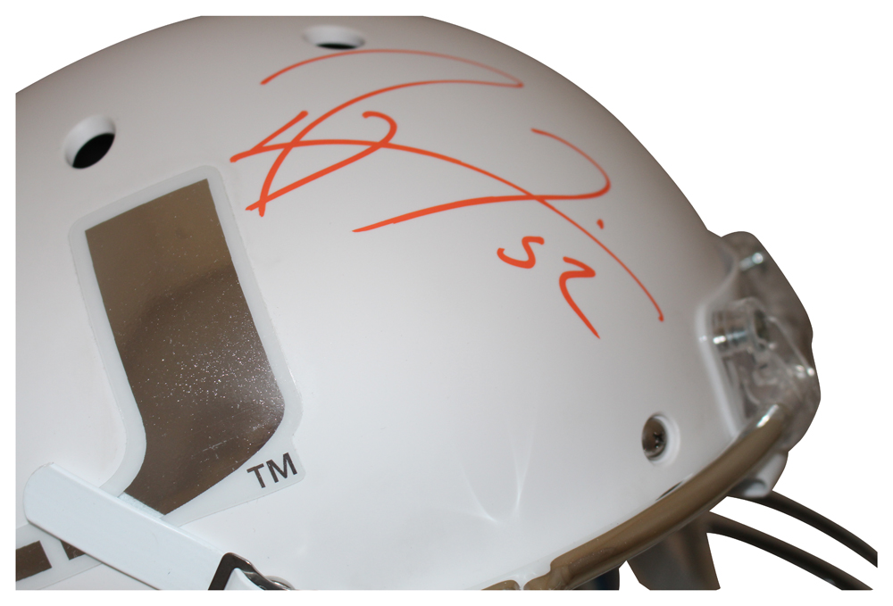 Ray Lewis Autographed Miami Hurricanes White Schutt Replica Helmet BAS 29515