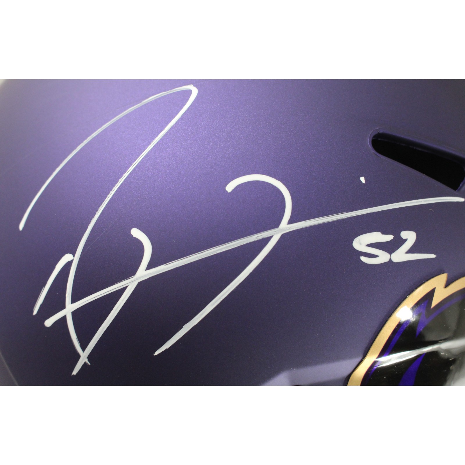Ray Lewis Autographed Baltimore Ravens F/S 24 Alt Helmet Beckett Witness 49551