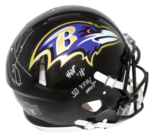 Ray Lewis Signed Baltimore Ravens Authentic Speed Helmet 2 Insc BAS 25698