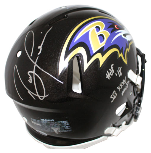 Ray Lewis Signed Baltimore Ravens Authentic Speed Helmet 2 Insc BAS 25698