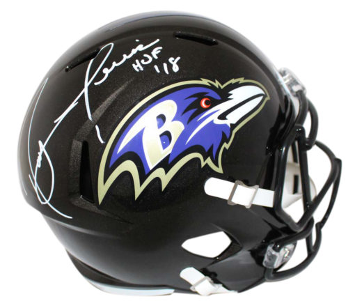 Ray Lewis Autographed Baltimore Ravens Speed Replica Helmet HOF JSA 24060