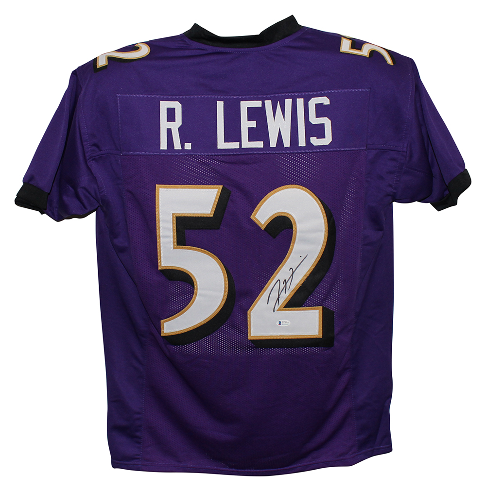 Ray Lewis Autographed/Signed Pro Style Purple XL Jersey BAS 28321