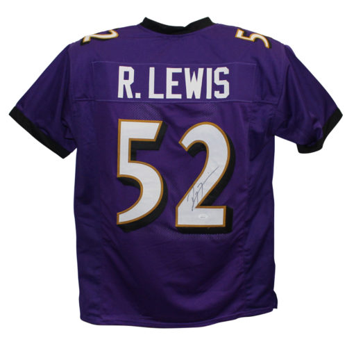 Ray Lewis Autographed/Signed Pro Style Purple XL Jersey JSA 26230