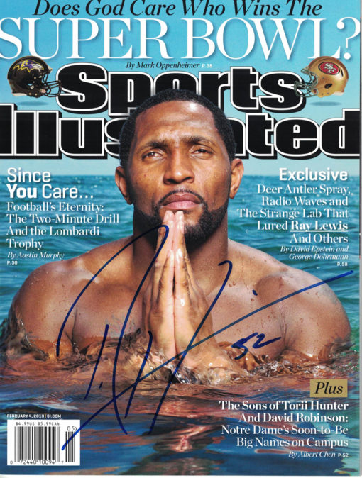 Ray Lewis Autographed Baltimore Ravens Sports Illustrated 2/4/13 JSA 24426