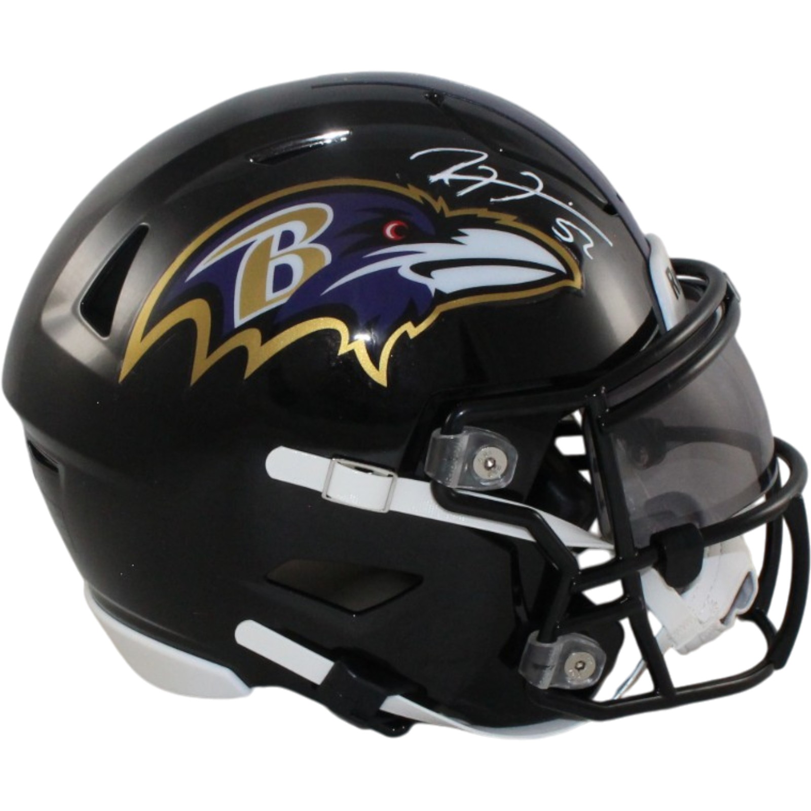 Ray Lewis Autographed Baltimore Ravens Mid-Size Midi Helmet Beckett Witness 55632