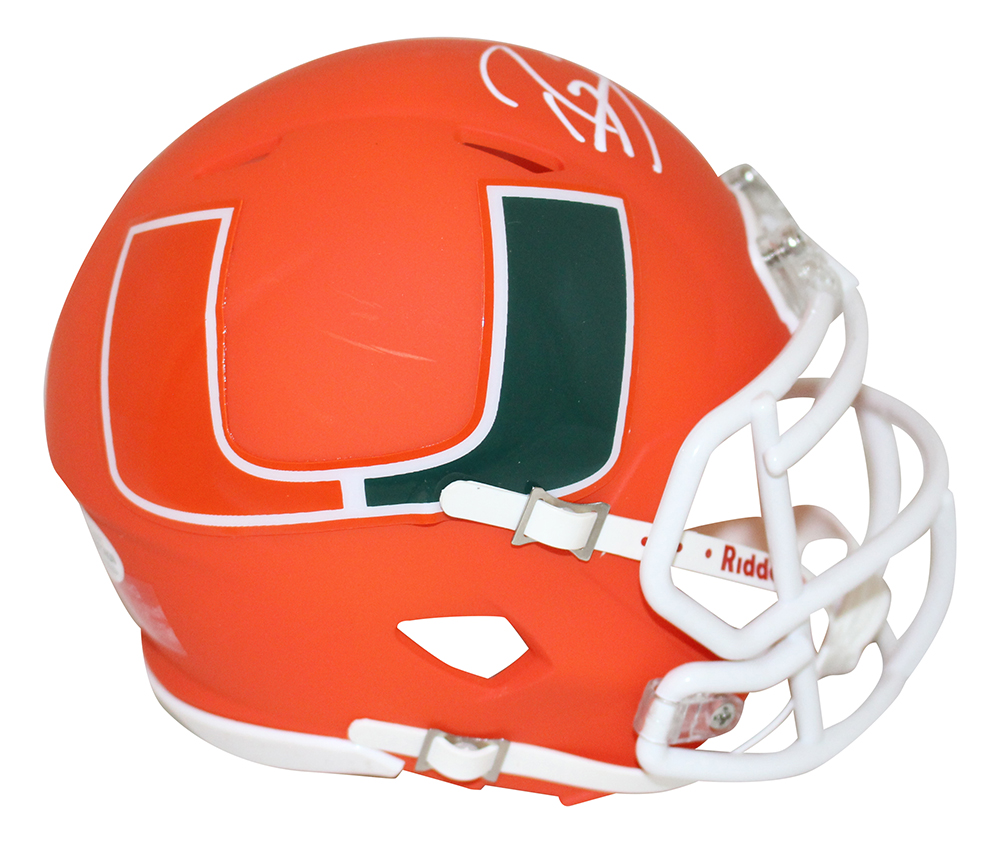 Ray Lewis Autographed/Signed Miami Hurricanes AMP Mini Helmet BAS 28487