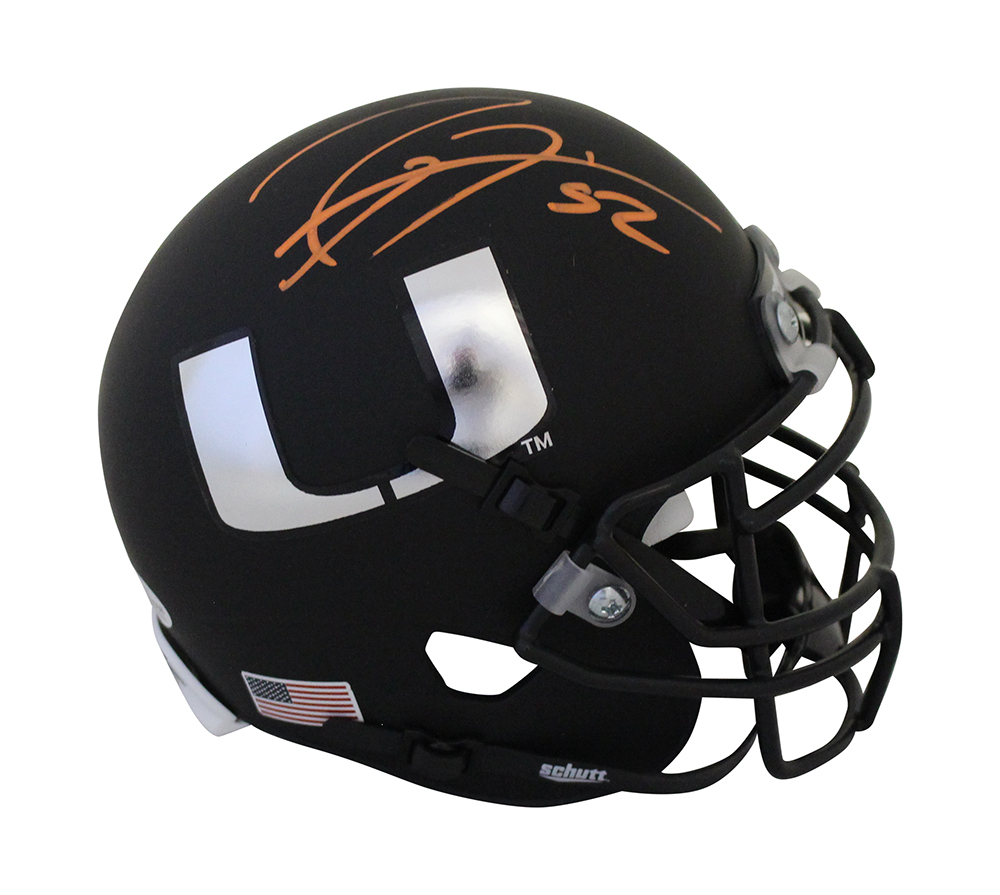 Ray Lewis Autographed/Signed Miami Hurricanes Black Mini Helmet BAS 31471