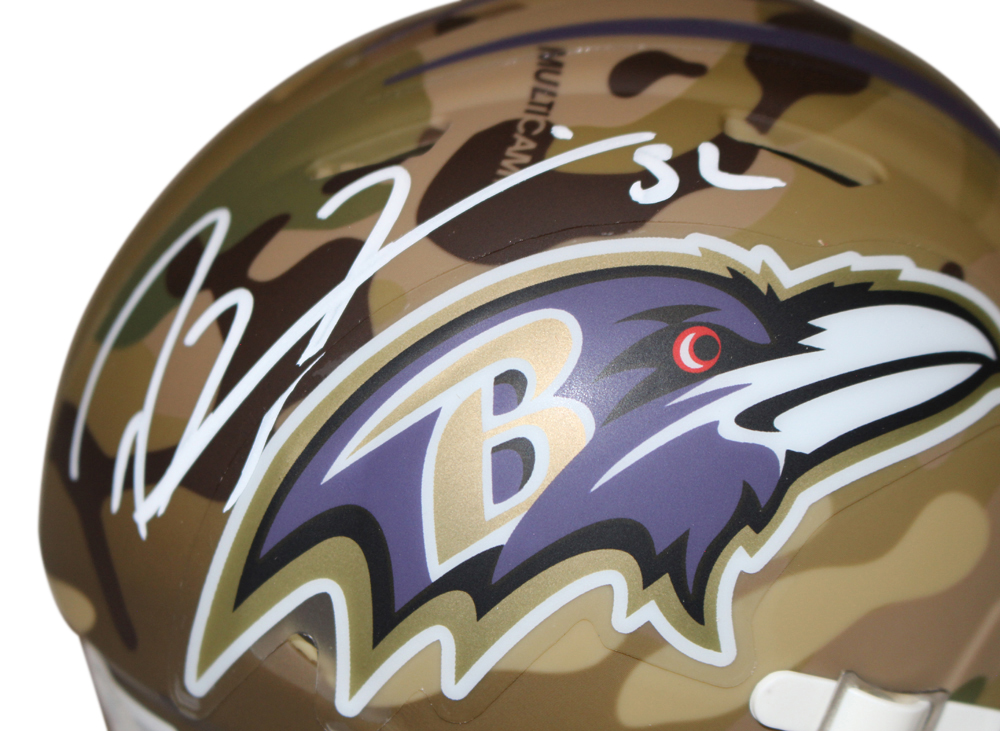 Ray Lewis Autographed Baltimore Ravens Camo Speed Mini Helmet Beckett