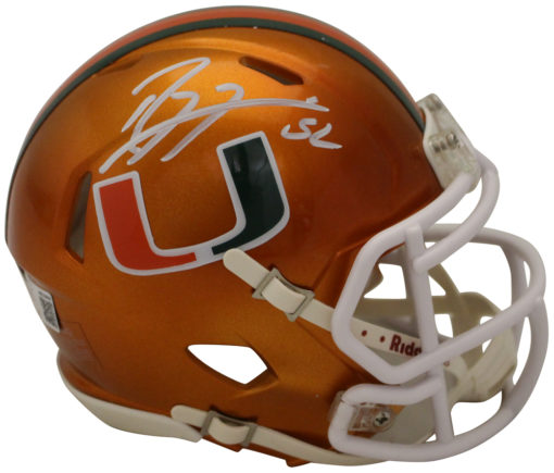 Ray Lewis Autographed Miami Hurricanes Flash Speed Mini Helmet Beckett