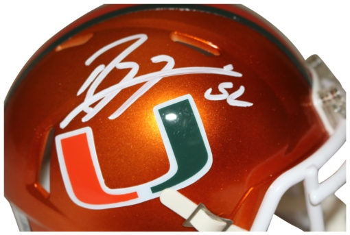 Ray Lewis Autographed Miami Hurricanes Flash Speed Mini Helmet Beckett