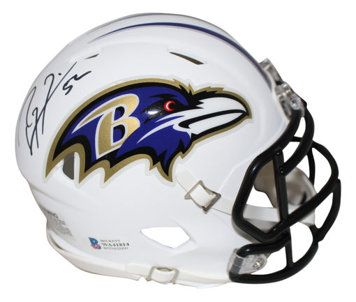 Ray Lewis Autographed Baltimore Ravens Flat White Mini Helmet BAS 26063