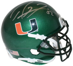 Ray Lewis Autographed Miami Hurricanes Green Schutt Mini Helmet Beckett