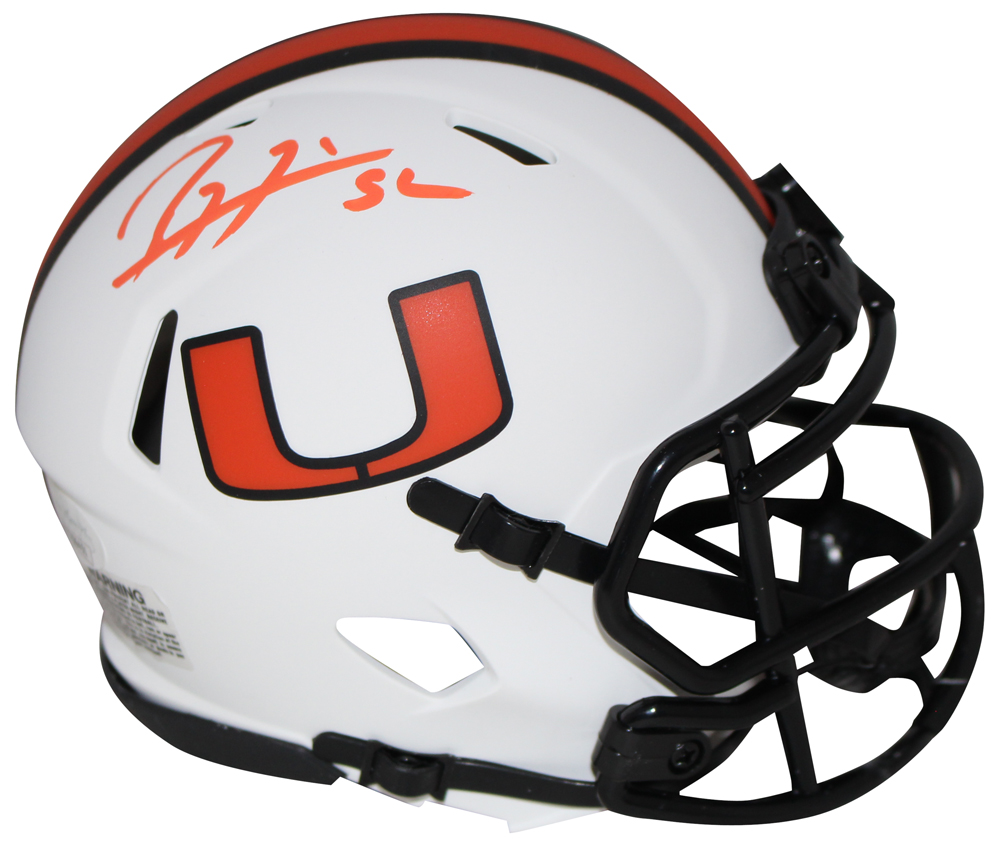 Ray Lewis Autographed/Signed Miami Hurricanes Lunar Mini Helmet JSA