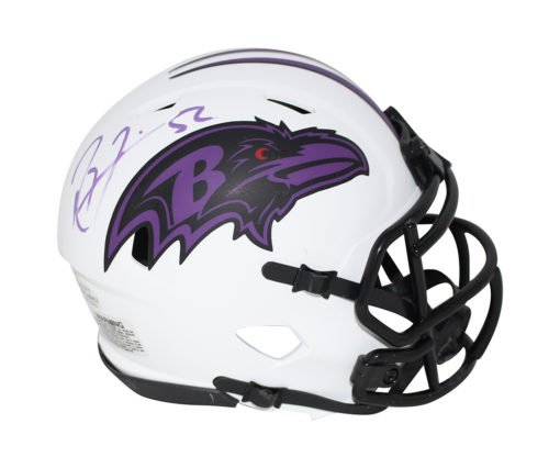 Ray Lewis Autographed/Signed Baltimore Ravens Lunar Mini Helmet BAS 31469