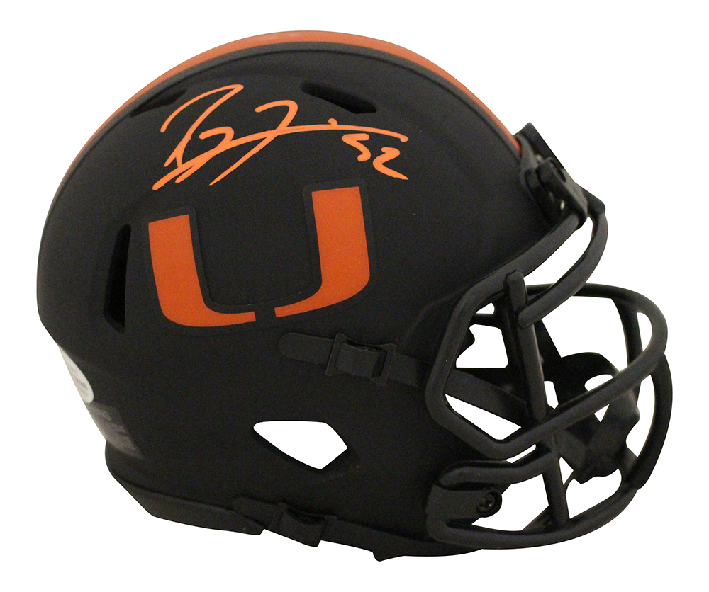 Ray Lewis Autographed/Signed Miami Hurricanes Eclipse Mini Helmet BAS 28324