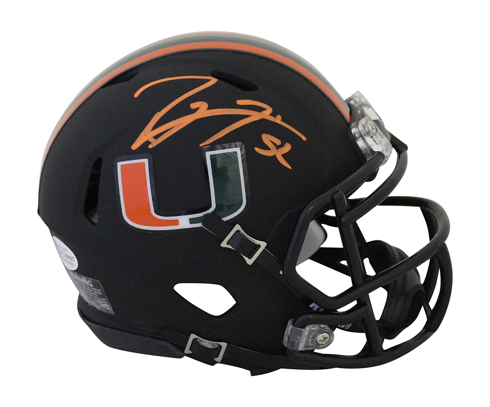 Ray Lewis Autographed/Signed Miami Black Mini Helmet BAS 