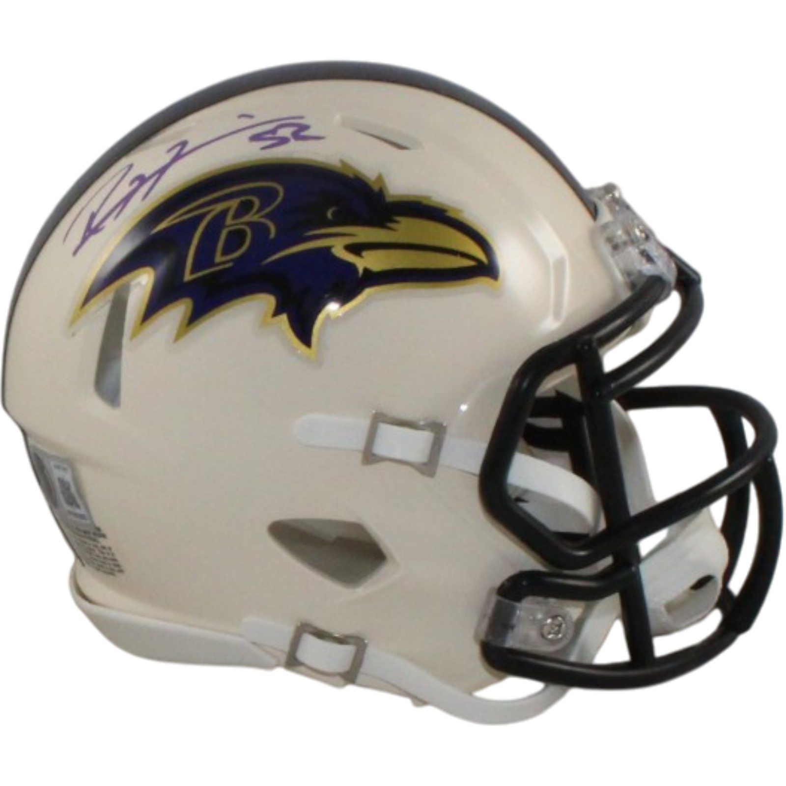 Ray Lewis Autographed Baltimore Ravens Retro Mini Helmet Beckett Witness 57538