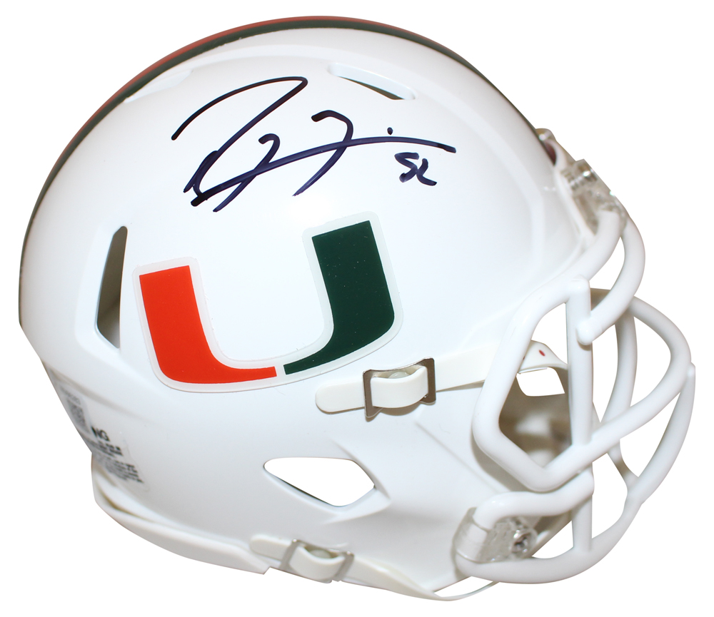 Ray Lewis Autographed Miami Hurricanes Speed Mini Helmet Beckett