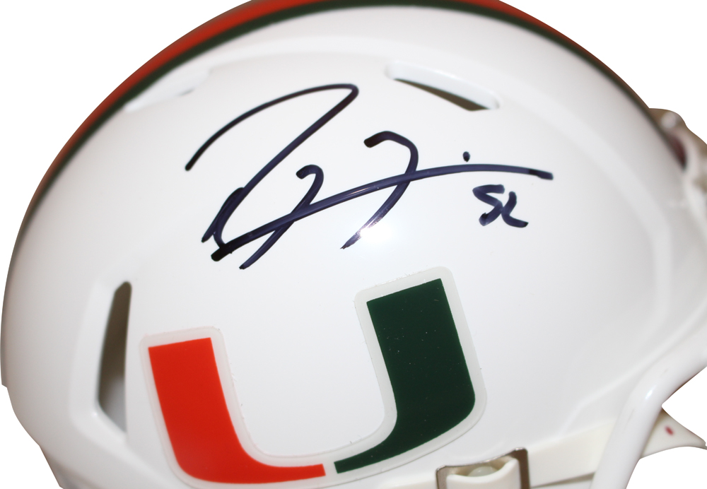 Ray Lewis Autographed Miami Hurricanes Speed Mini Helmet Beckett